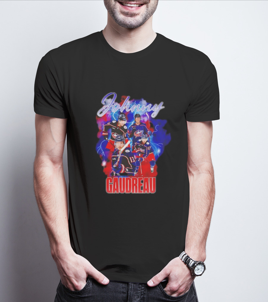 Johnny Gaudreau Columbus Blue Jackets Lightning Action T-Shirt