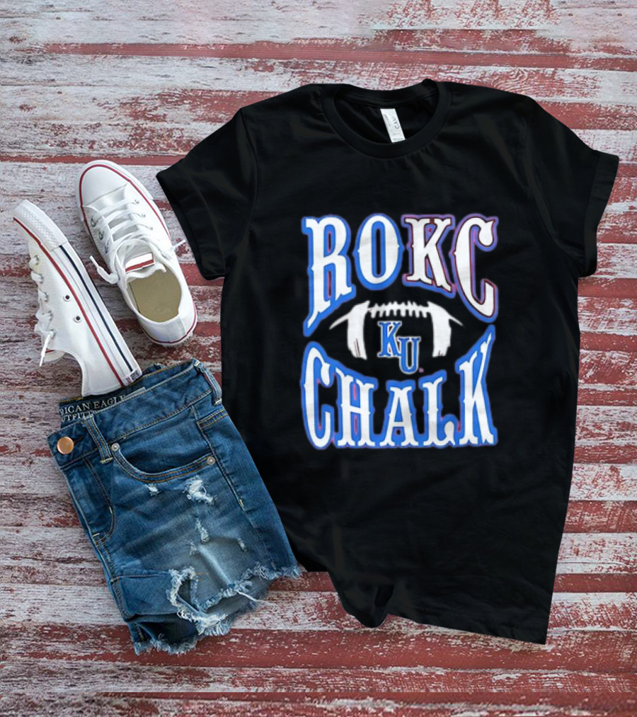 KU Rock Chalk Football Kansas Jayhawks T-Shirt