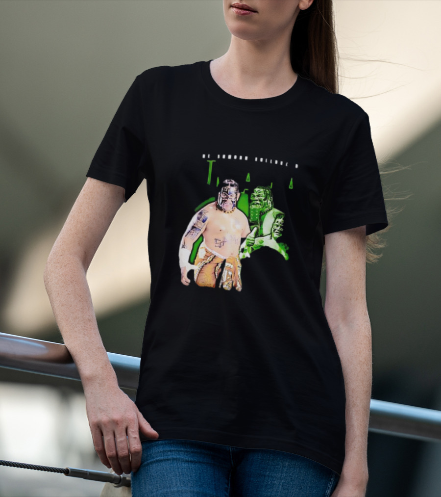 The Samoan Bulldozer Umaga Wrestler Graphic With Green Highlights T-Shirt