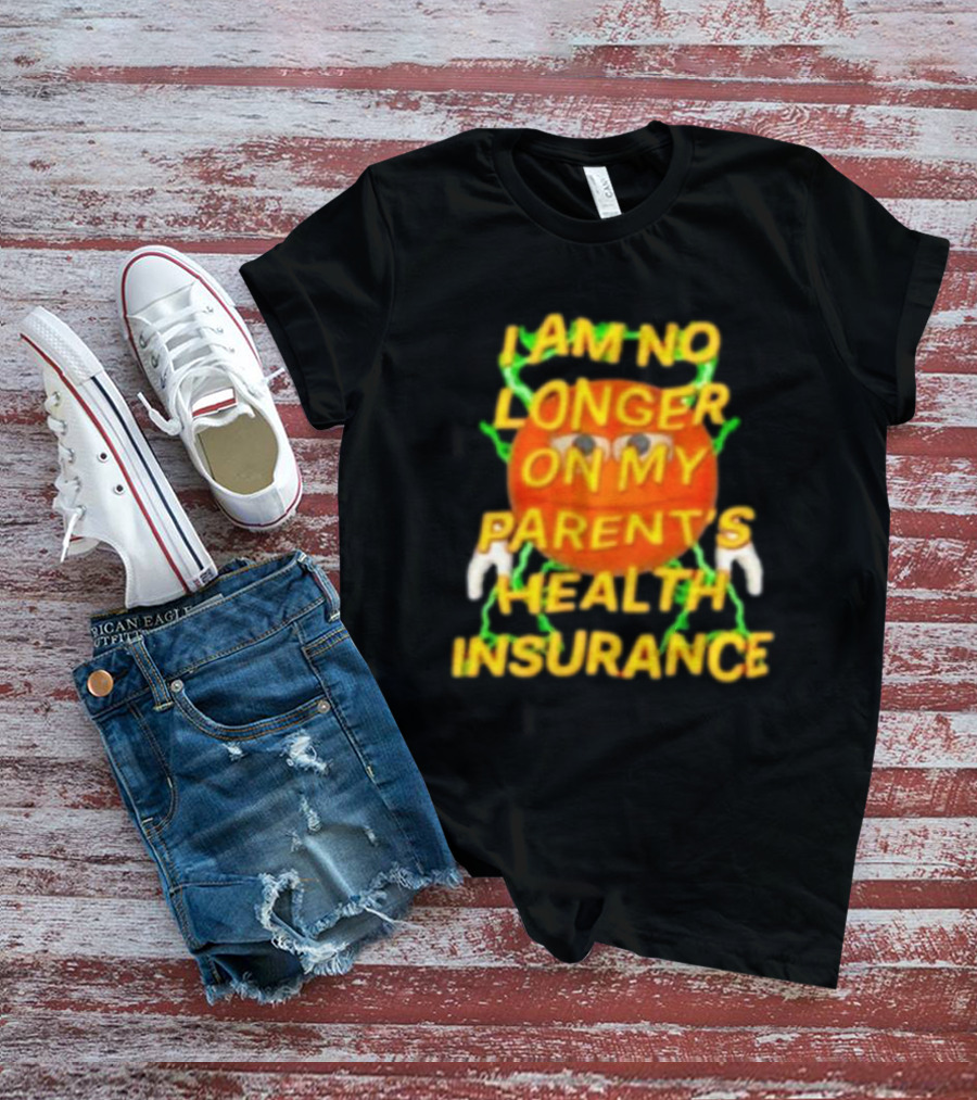 I Am No Longer On My Parent's Health Insurance Emoji Style With Lightning Background T-Shirt