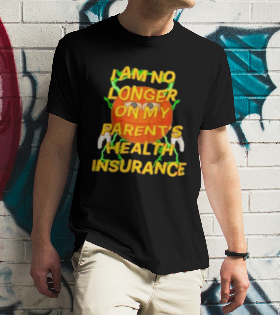 I Am No Longer On My Parent's Health Insurance Emoji Style With Lightning Background T-Shirt