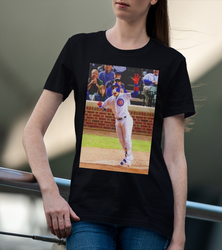Javy Baez Chicago Cubs Blows A Bubble Hitting Second Home Run Baseball Action T-Shirt