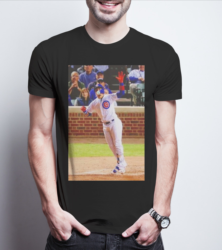 Javy Baez Chicago Cubs Blows A Bubble Hitting Second Home Run Baseball Action T-Shirt