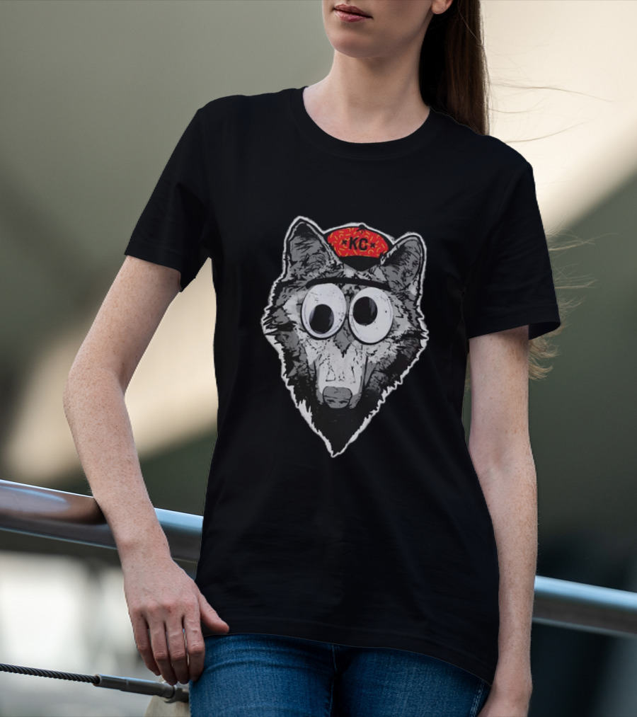 KC Wolf Pack Googly Eyes Icon With Red Cap T-Shirt