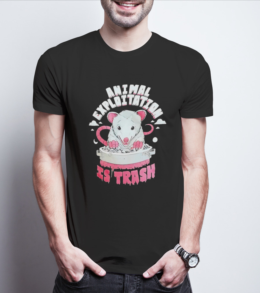 ANIMAL EXPLOITATION IS TRASH Possum T-Shirt