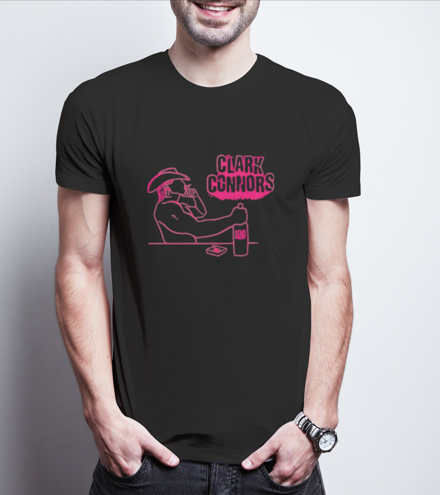 Clark Connors Neon Cowboy Smoking Drink LQD T-Shirt