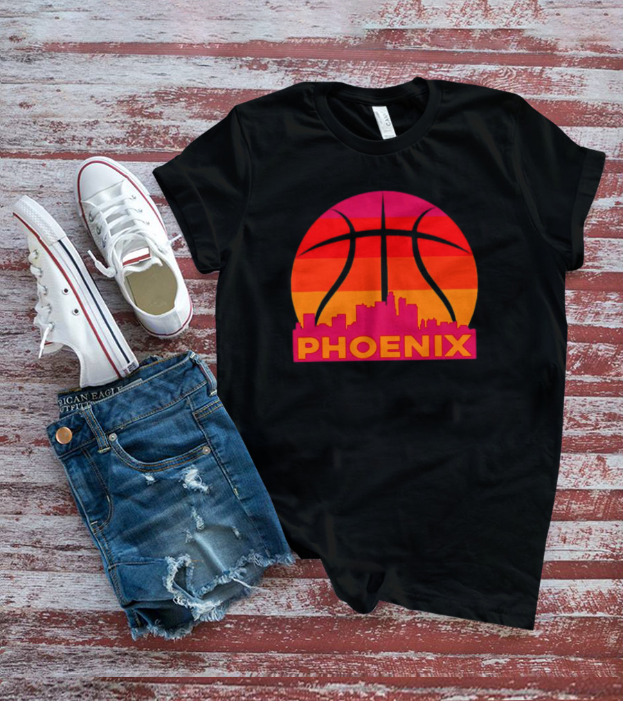 Phoenix City Skyline Basketball Sunset T-Shirt