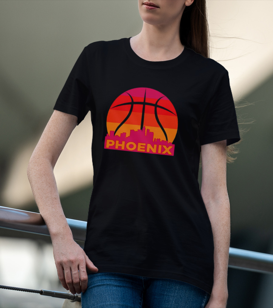 Phoenix City Skyline Basketball Sunset T-Shirt