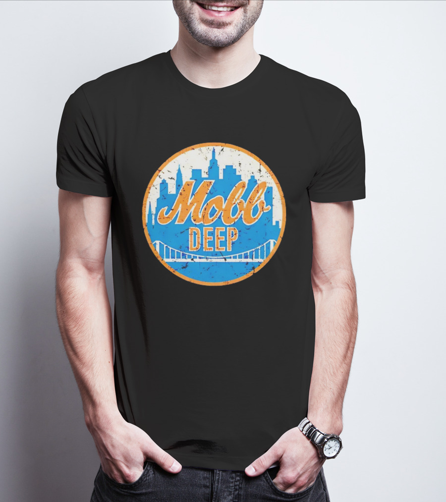 Mobb Deep Queens New York Knicks Vintage Skyline Bridge T-Shirt