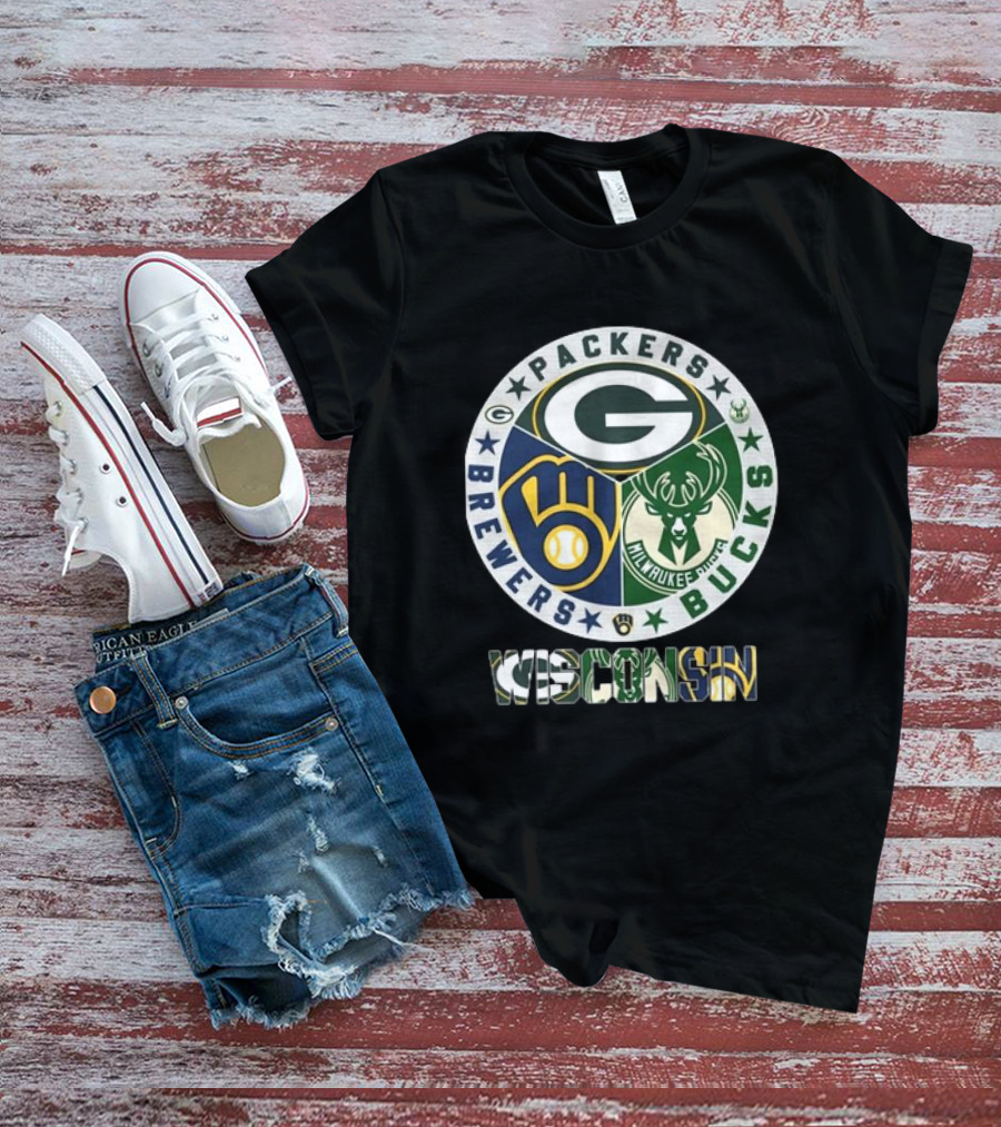 Green Bay Packers Milwaukee Brewers Milwaukee Bucks Wisconsin T-Shirt