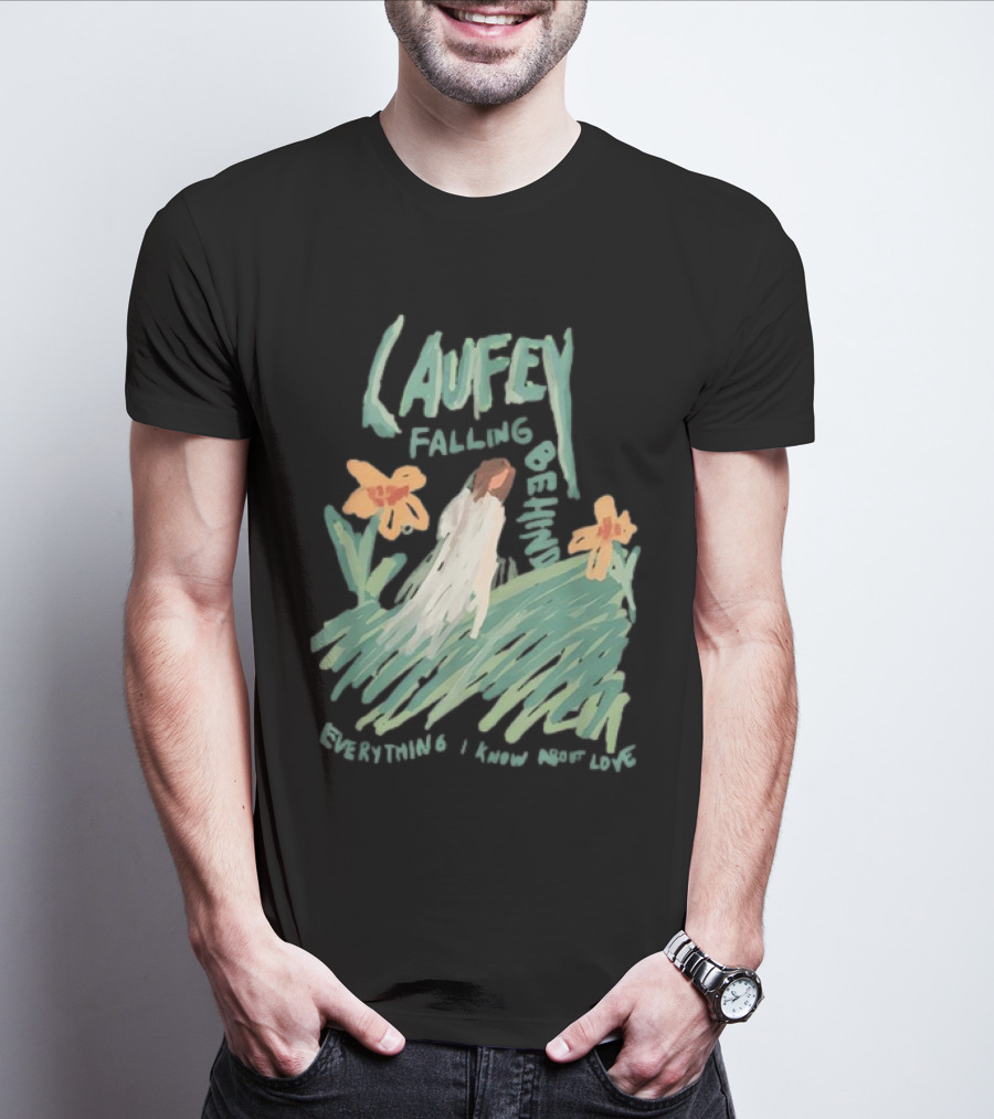 Laufey Falling Behind Everything I Know About Love With Daisies And Figure In Field T-Shirt