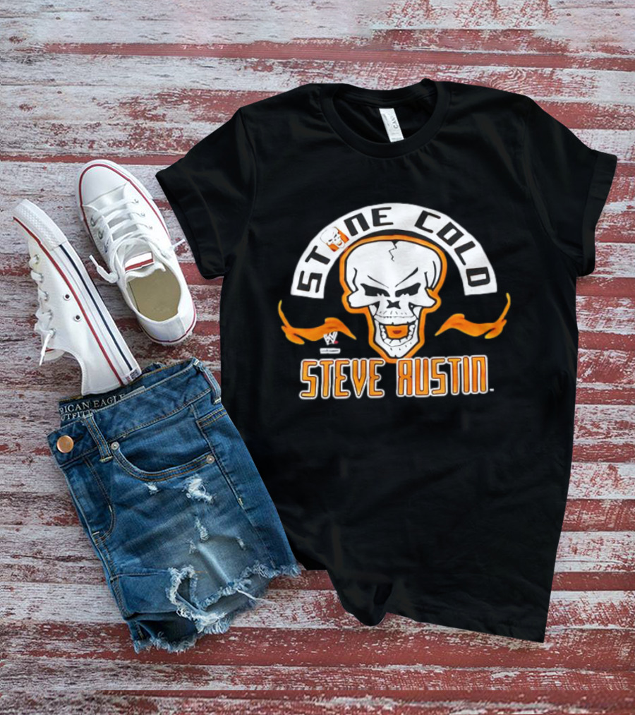 Stone Cold Steve Austin WWE Skull Flame Vintage T-Shirt