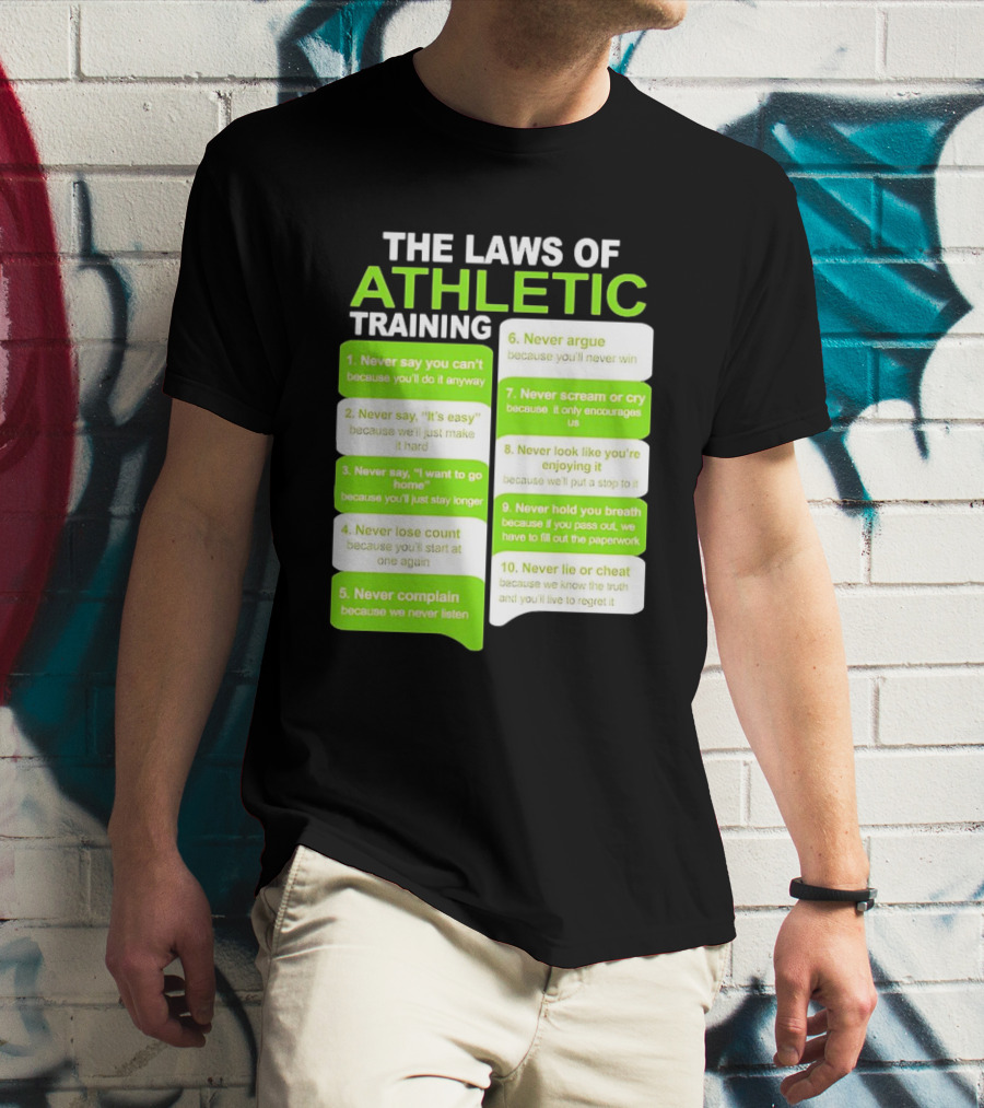 The Laws Of Athletic Training Never Say Never Only Encourages It T-Shirt