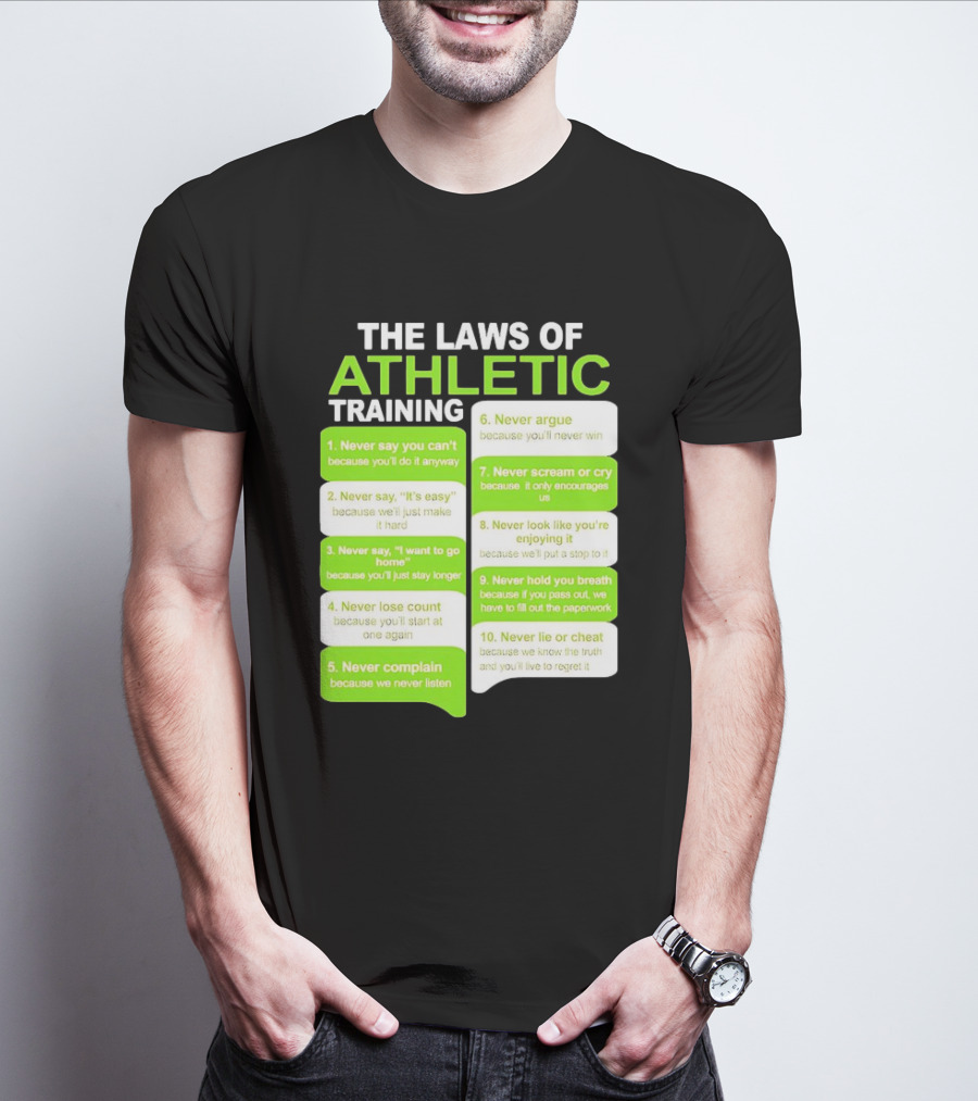 The Laws Of Athletic Training Never Say Never Only Encourages It T-Shirt