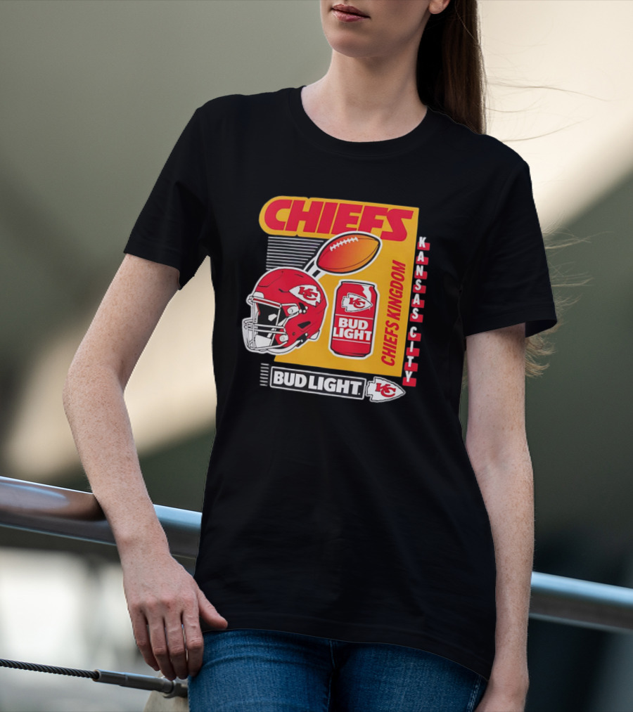 Kansas City Chiefs Bud Light Chiefs Kingdom Helmet Football Can T-Shirt