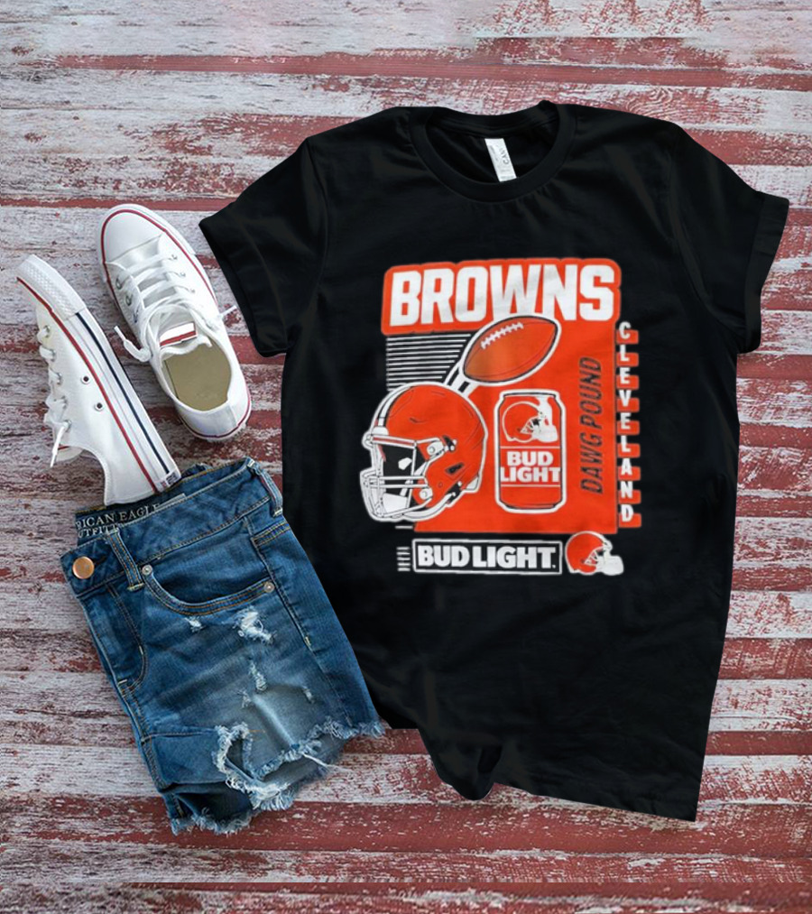 Browns Cleveland Bud Light Dawg Pound Football Helmet T-Shirt