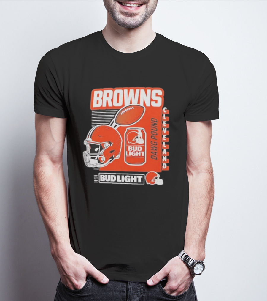 Browns Cleveland Bud Light Dawg Pound Football Helmet T-Shirt