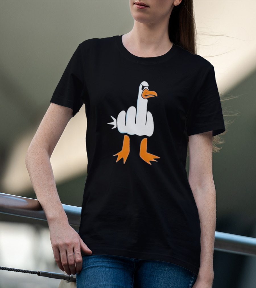 Duck Flipping The Bird Middle Finger Gesture T-Shirt