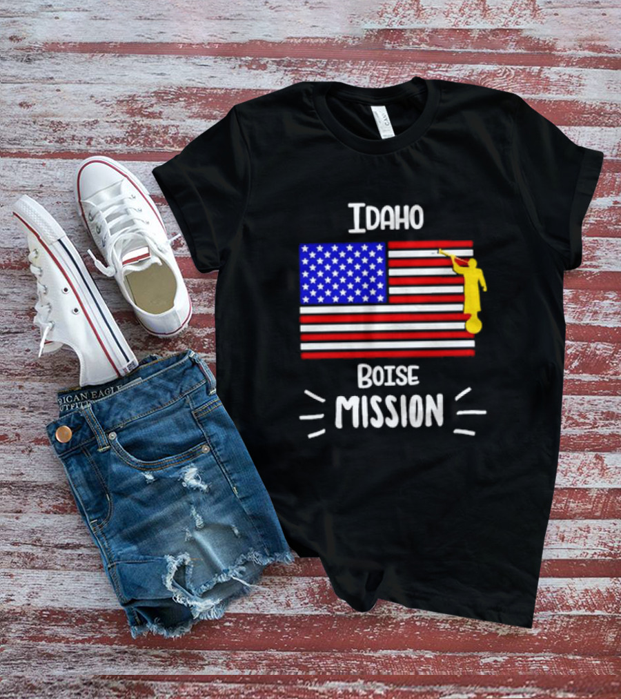 Idaho Boise Mission US Flag With Angel Moroni T-Shirt