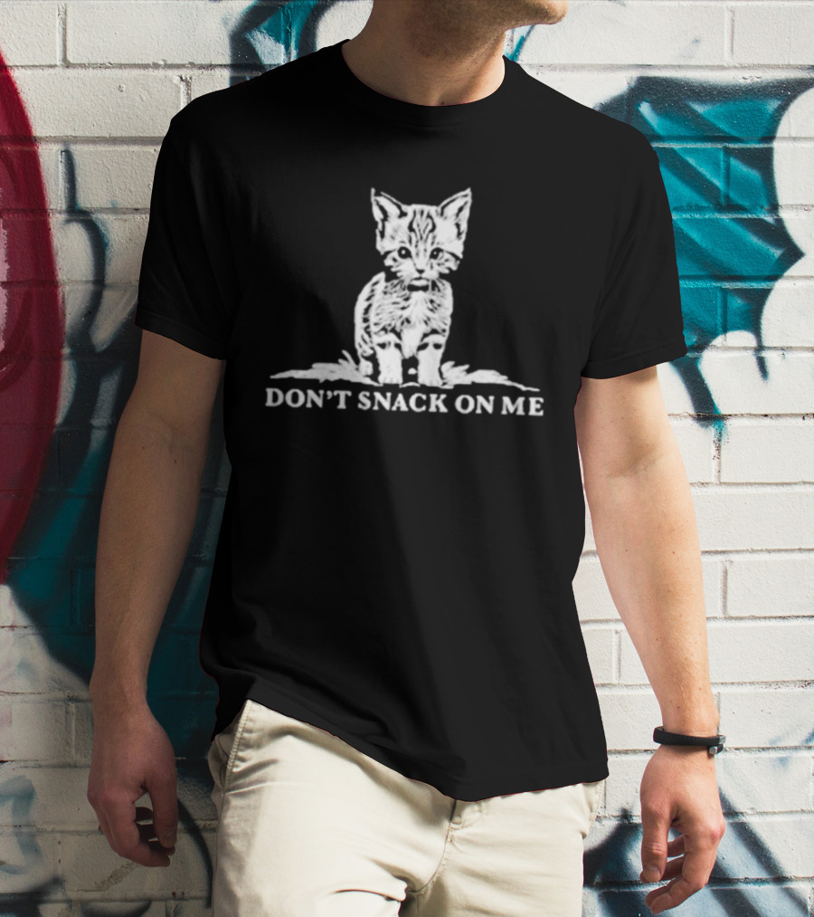 Cat With 'Don't Snack On Me' Text T-Shirt