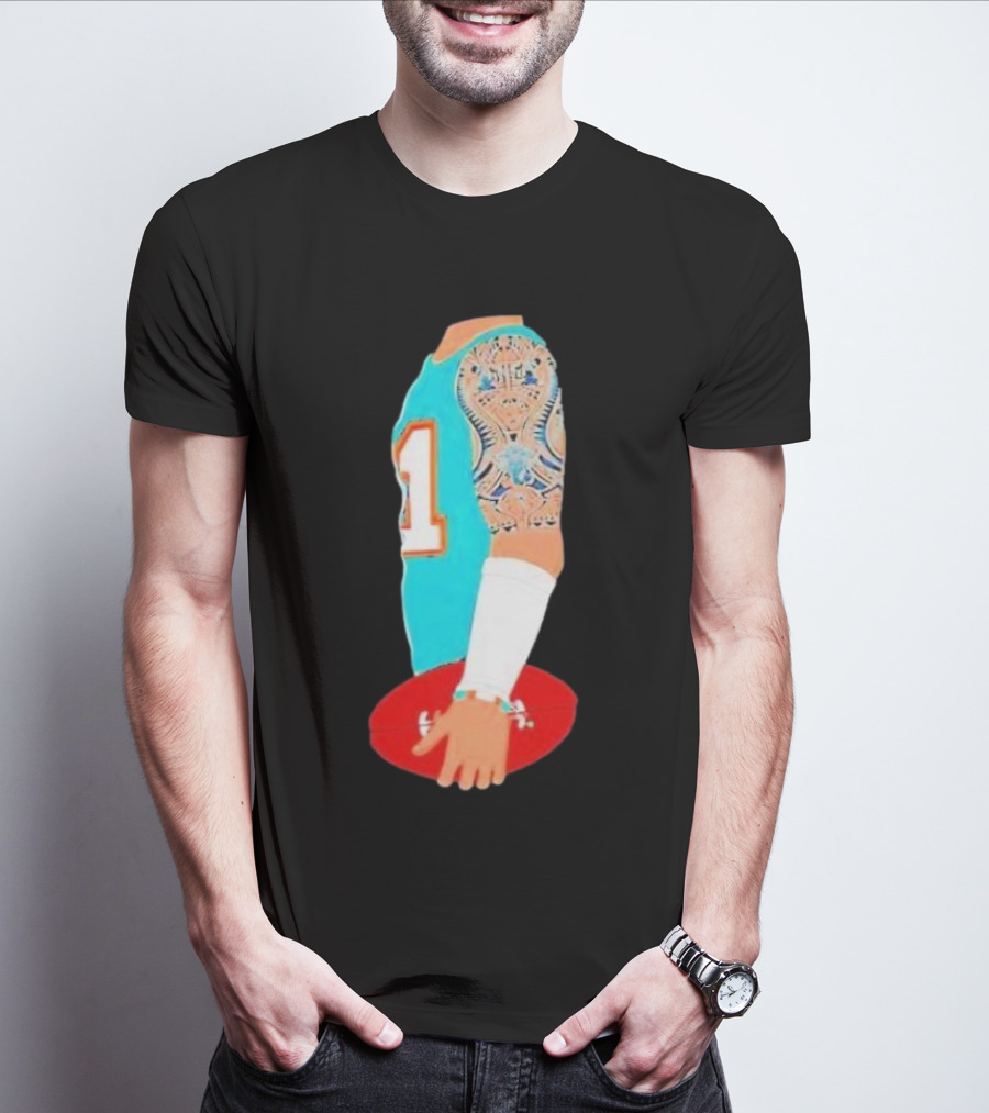 Tua Tagovailoa Football Arm Miami Dolphins Number 1 T-Shirt