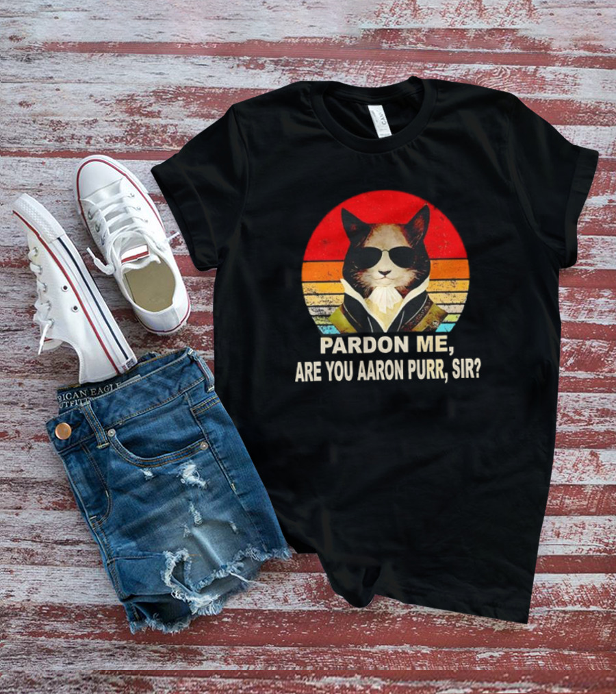 Pardon Me Are You Aaron Purr Sir Alexander Hamilton Cat Retro T-Shirt