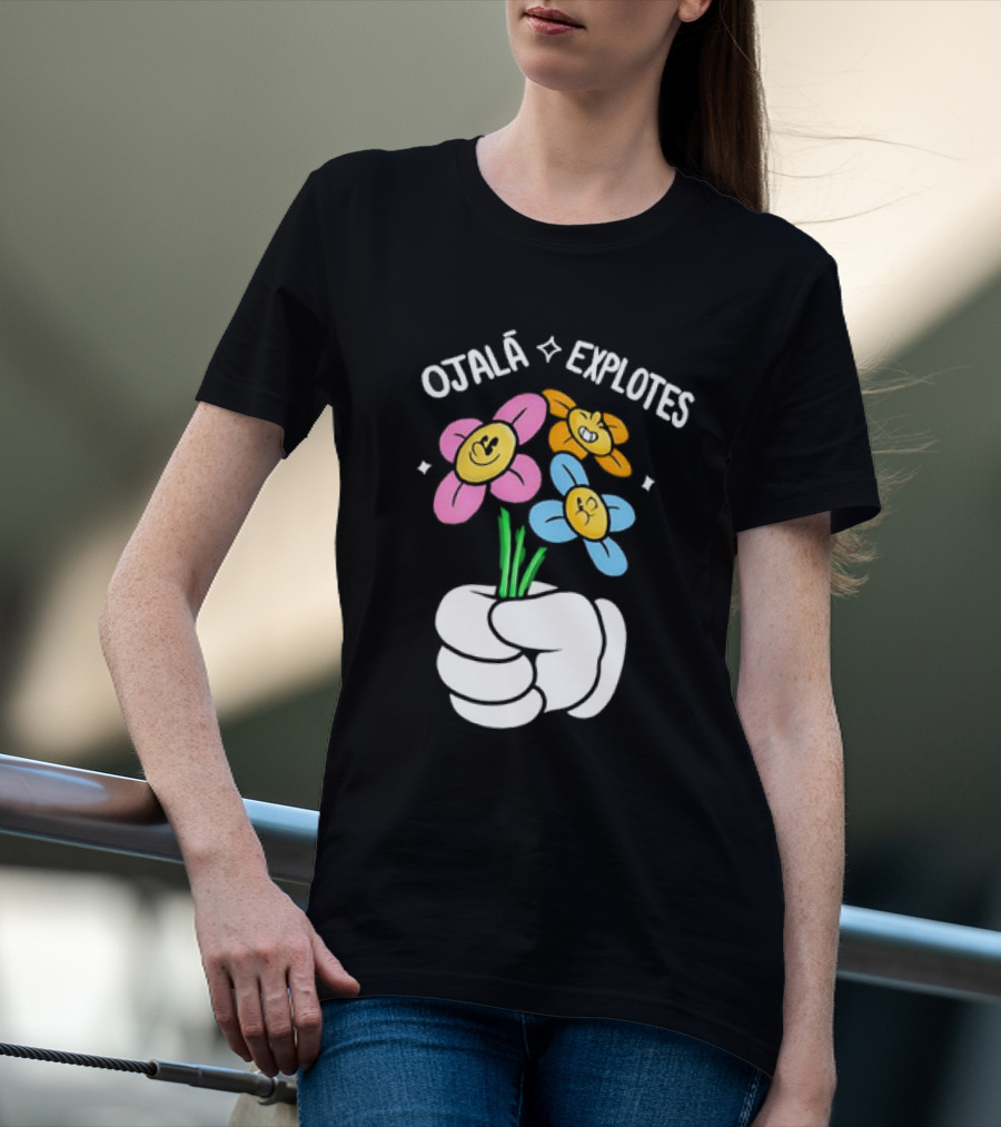 El Mariana Ojalá Explotes Happy Face Flowers T-Shirt