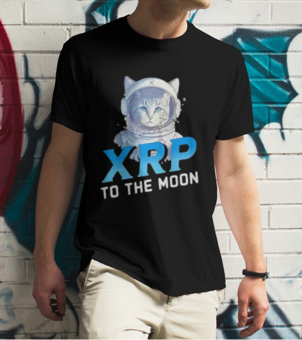 XRP Cat To The Moon Crypto Merchandise Astronaut Helmets T-Shirt