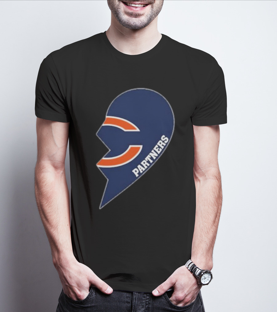 Chicago Bears Logo Partners Half Heart T-Shirt