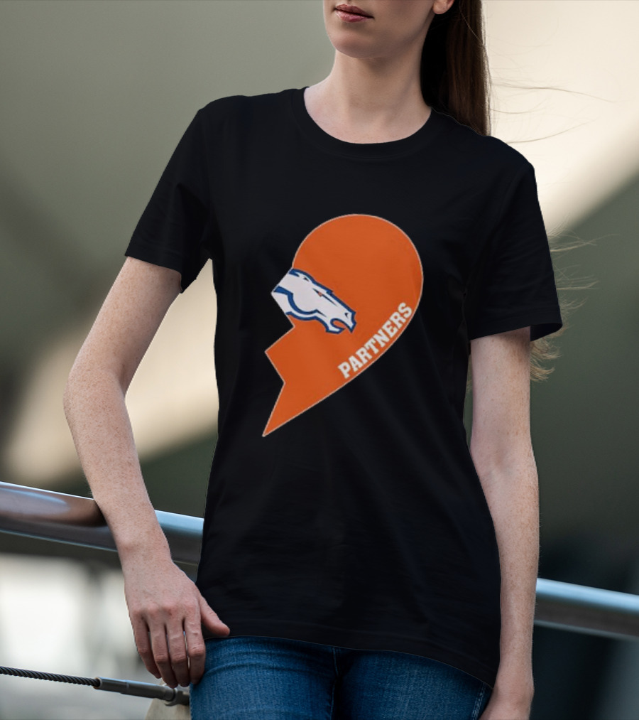 Denver Broncos Orange Half Heart Partners T-Shirt