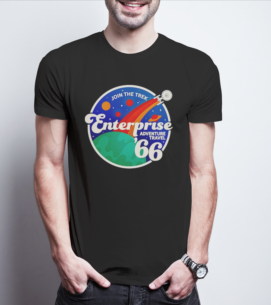 Join The Trek '66 Enterprise Adventure Travel Space Journey T-Shirt
