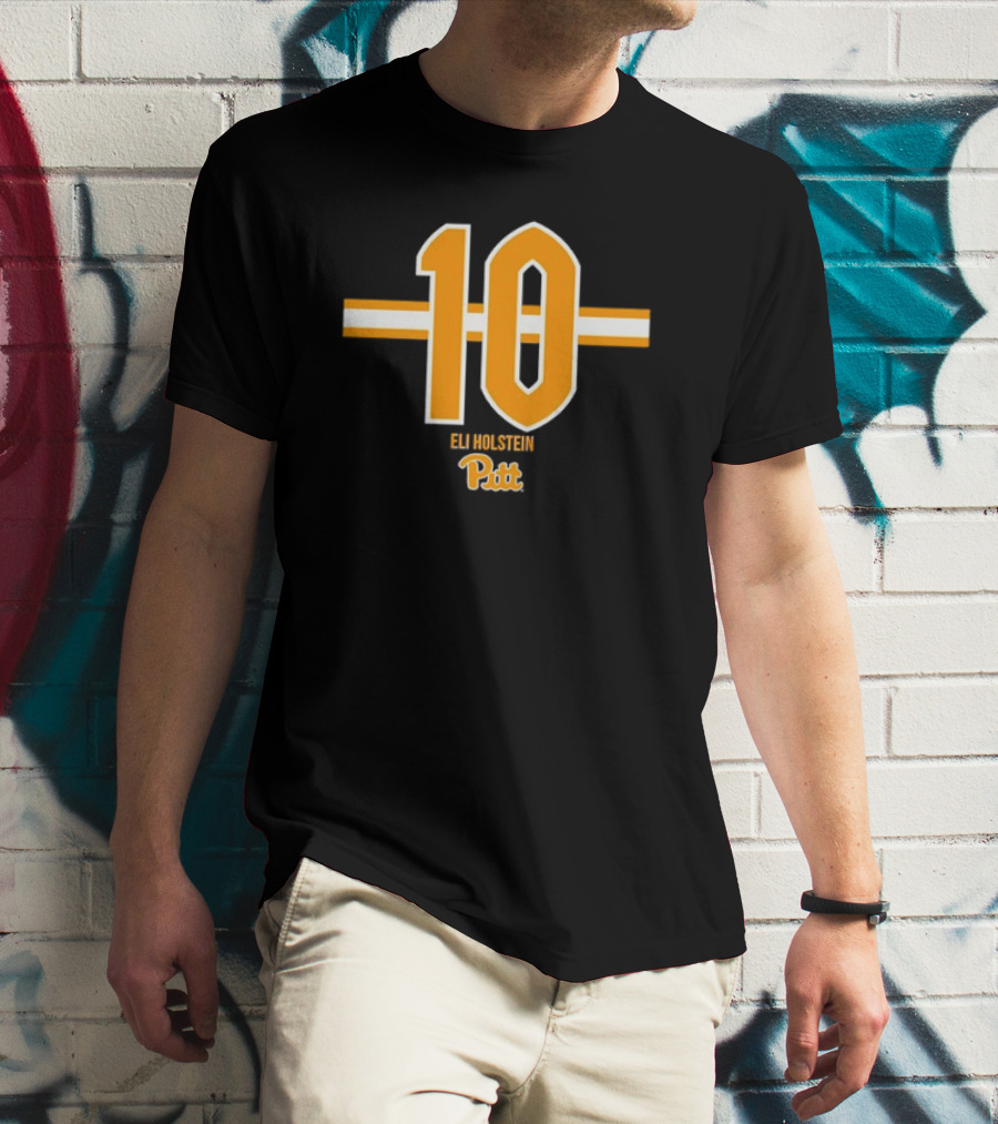 Pitt Football Eli Holstein Number 10 Stripe T-Shirt