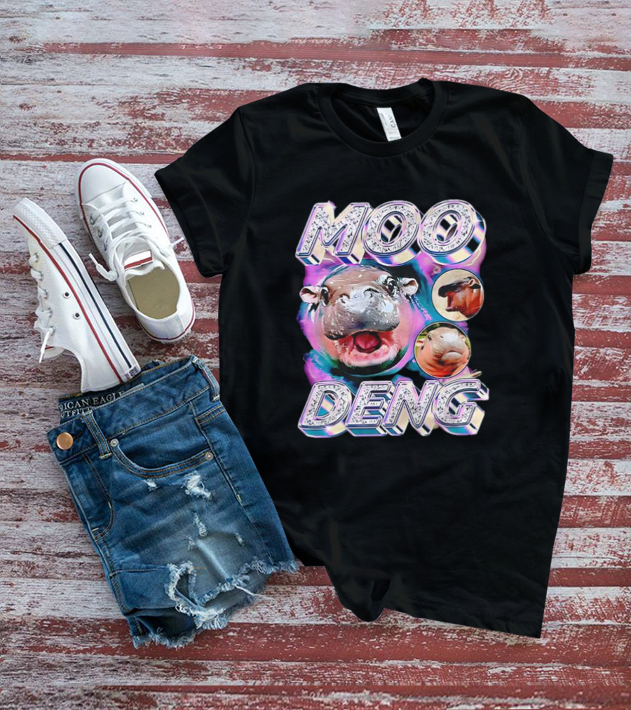 Moo Deng Colorful Hippo Pop Art Vintage Retro T-Shirt