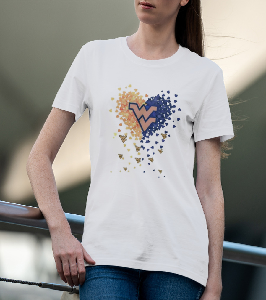 Heart Full Of West Virginia Mountaineers WV Logo And Colorful Hearts T-Shirt