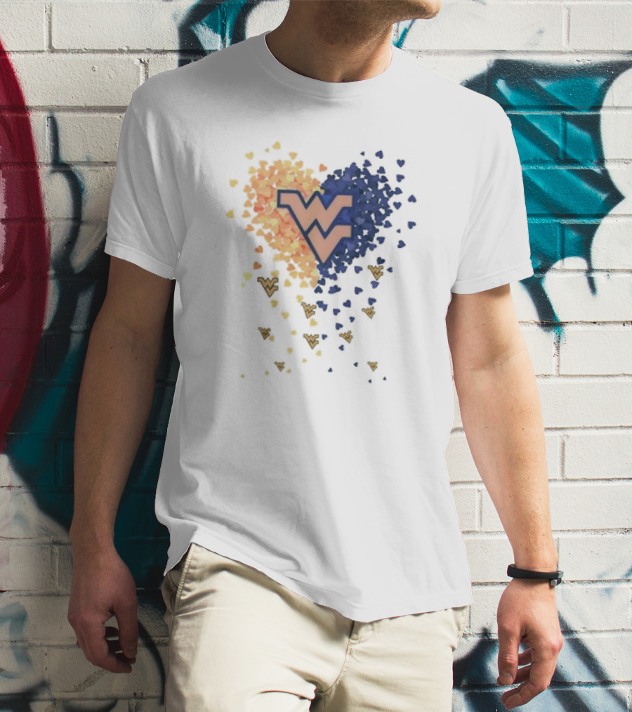 Heart Full Of West Virginia Mountaineers WV Logo And Colorful Hearts T-Shirt