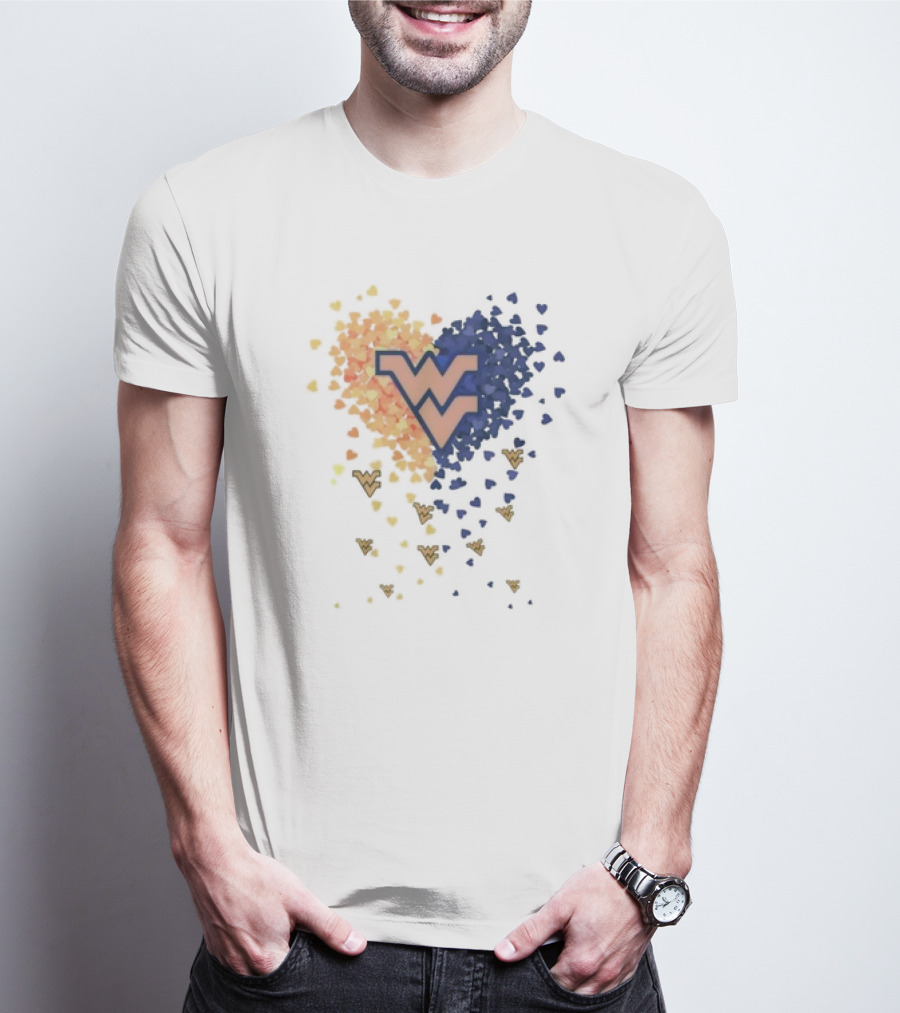 Heart Full Of West Virginia Mountaineers WV Logo And Colorful Hearts T-Shirt