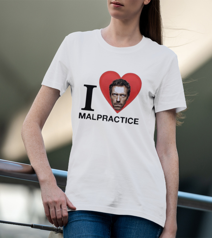 I Love Malpractice House MD Face In Heart T-Shirt