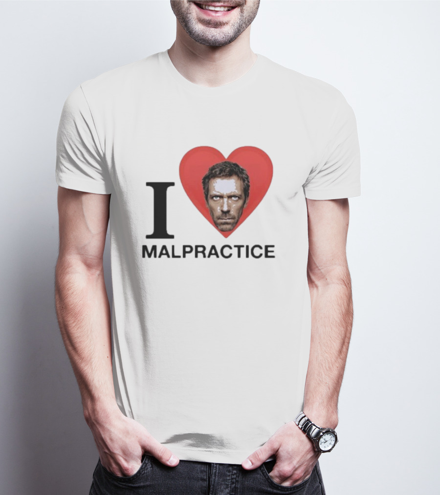 I Love Malpractice House MD Face In Heart T-Shirt