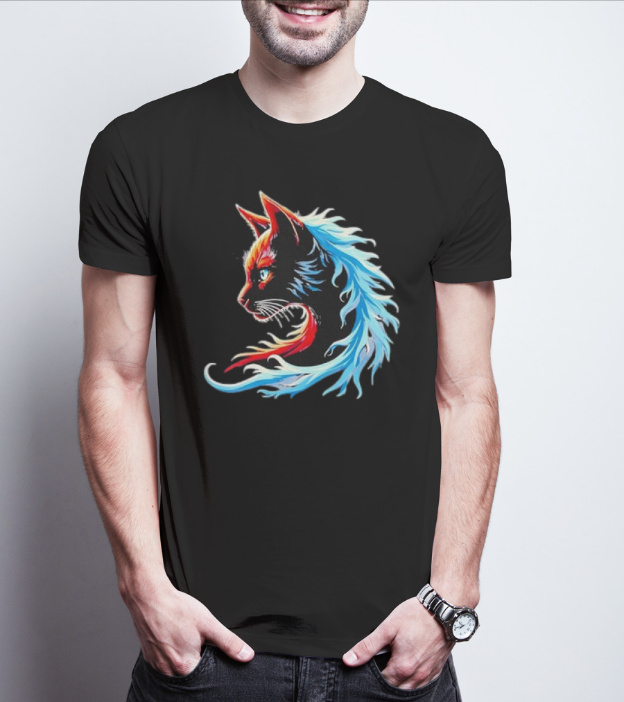 Retro Blue Cat Wave Cat Ladies Cat Lover T-Shirt