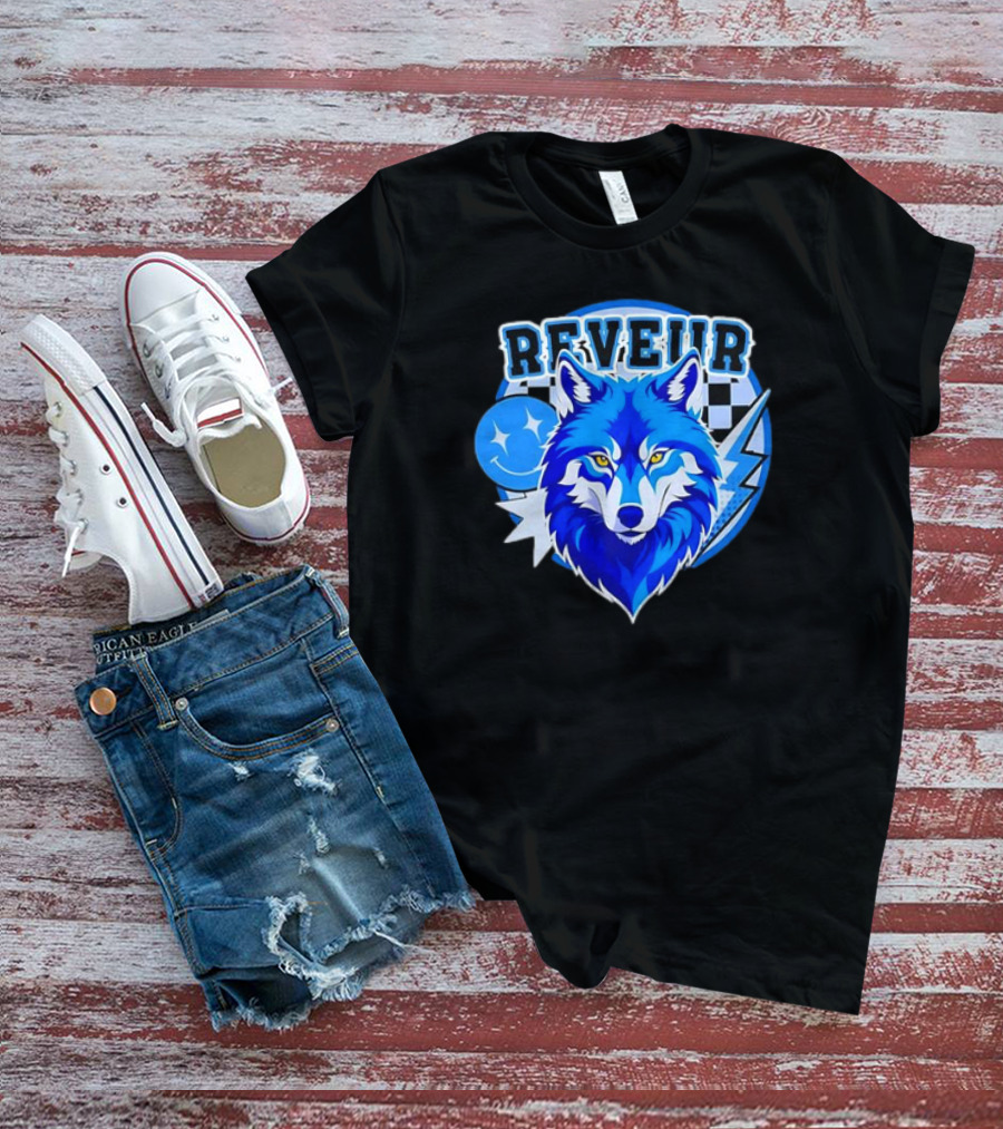 Reveur Blue Wolf Checkered Dreamers Emblem T-Shirt