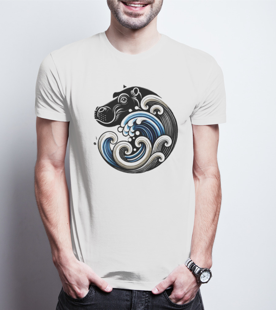 Funny Blue Wave Hippo Moo Deng T-Shirt