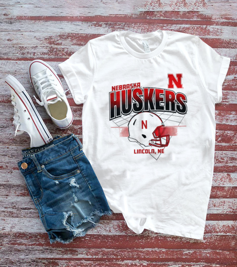 Nebraska Huskers Football Helmet Lincoln NE Grid Nebraska Licensed T-Shirt