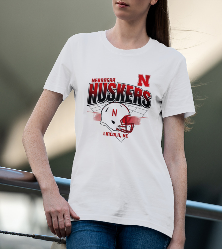 Nebraska Huskers Football Helmet Lincoln NE Grid Nebraska Licensed T-Shirt