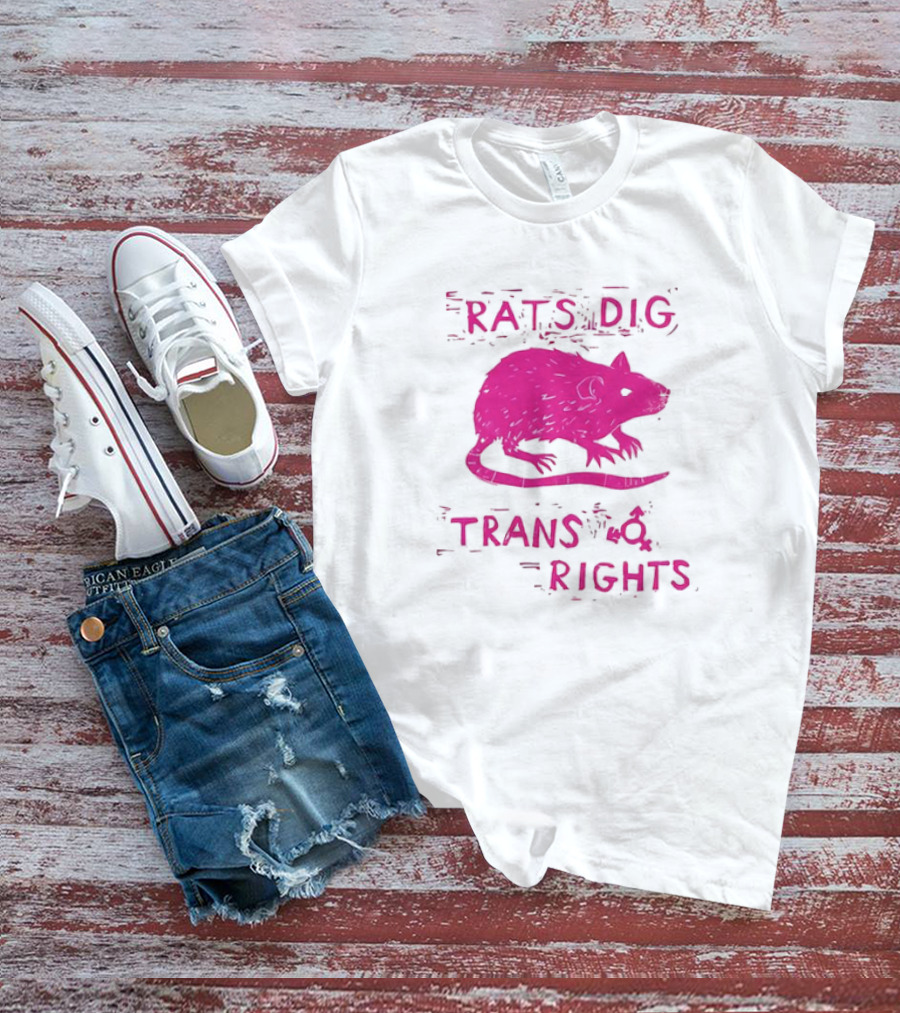 Rats Dig Trans Rights Retro Pink Rat T-Shirt