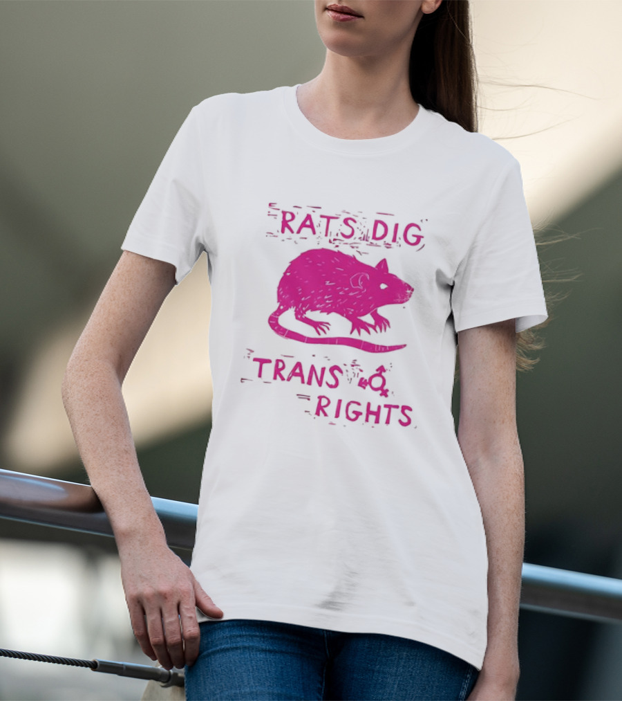 Rats Dig Trans Rights Retro Pink Rat T-Shirt