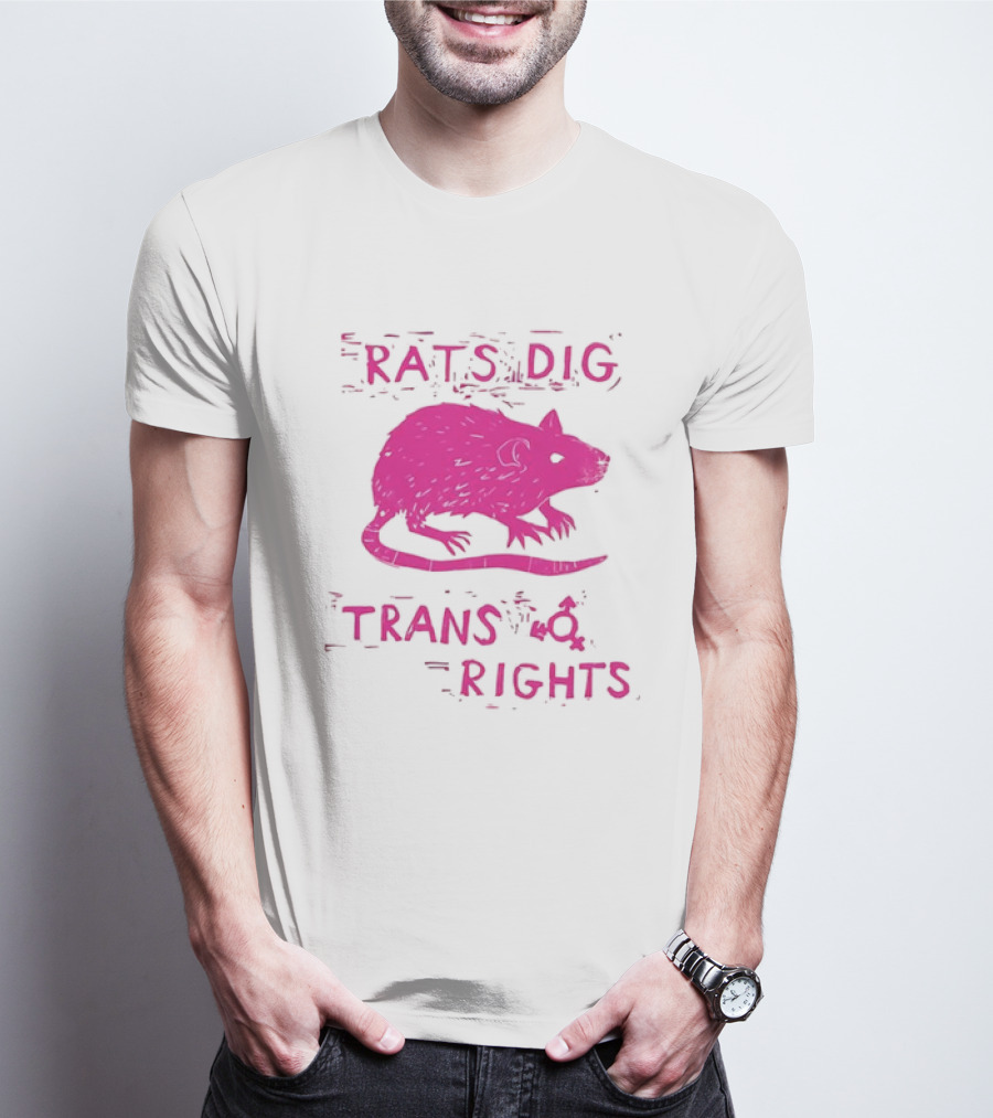 Rats Dig Trans Rights Retro Pink Rat T-Shirt