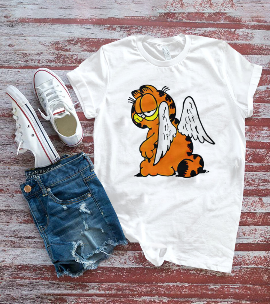 Angel Garfield Funny Vintage Comic Character With Wings T-Shirt
