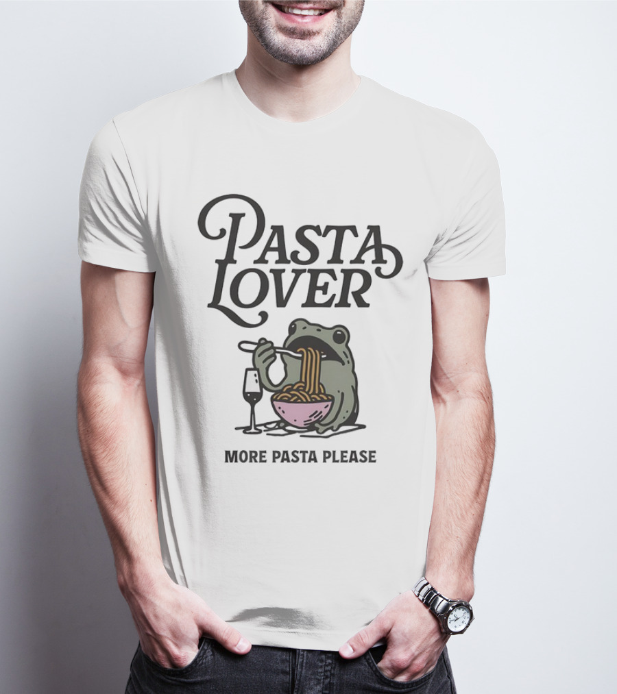 Pasta Lover Frog Enjoying More Pasta Please T-Shirt