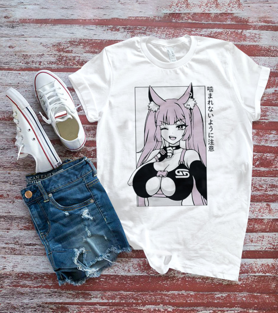 Waifu Frisky Kitty Beware Of Bites T-Shirt