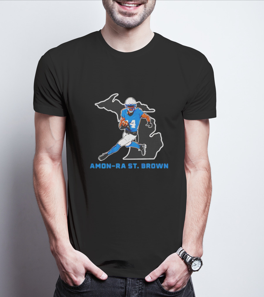 Amon-Ra St. Brown Detroit Lions Star Michigan Vintage T-Shirt